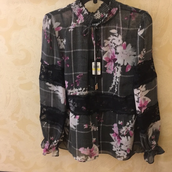 Lace and Floral DKNY Medium Blouse - Picture 1 of 5